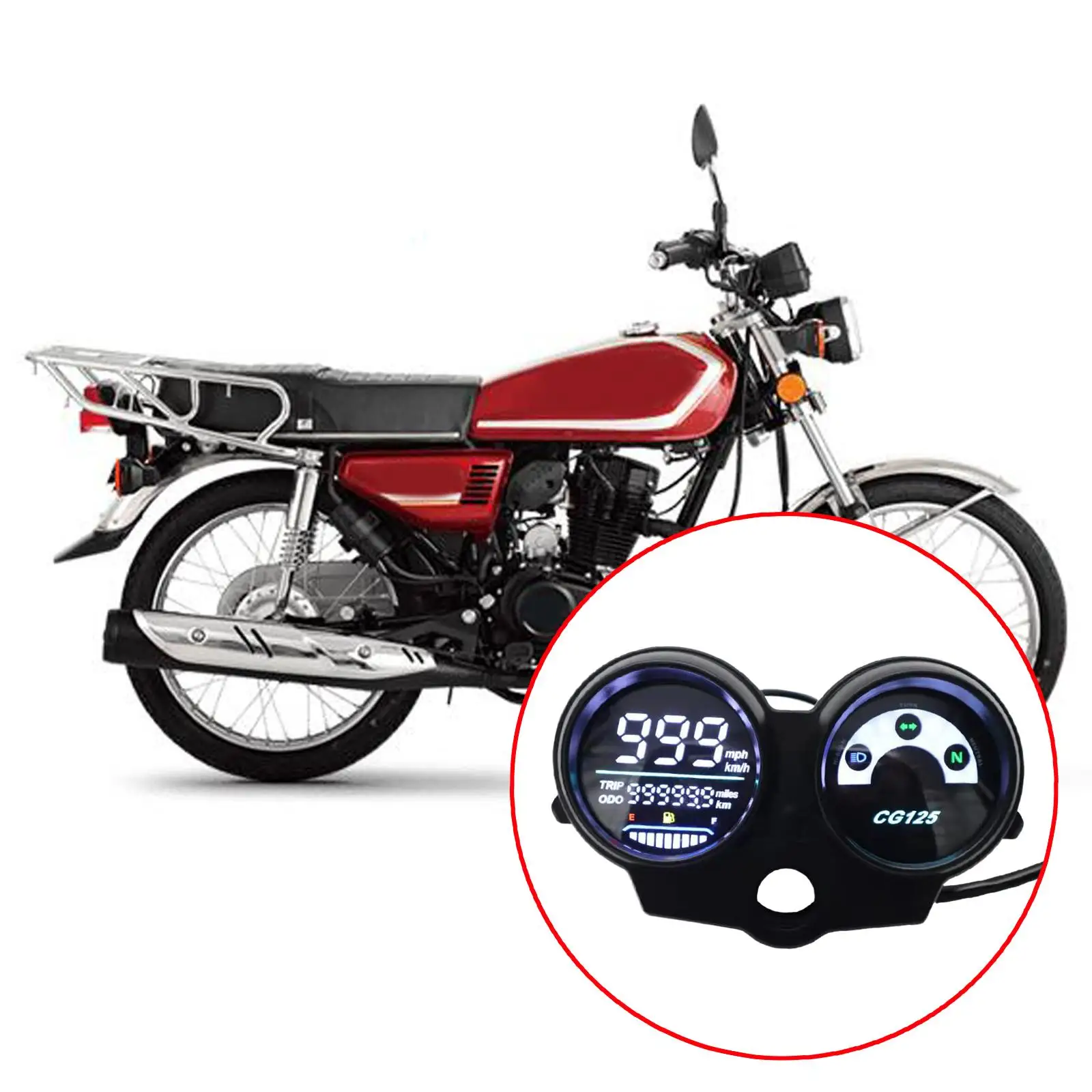 Motorbike LED Digital Dashboard Parts Durable Electronic Tachometer Gauge Speedometer Odometer for Honda CG125 Titan125