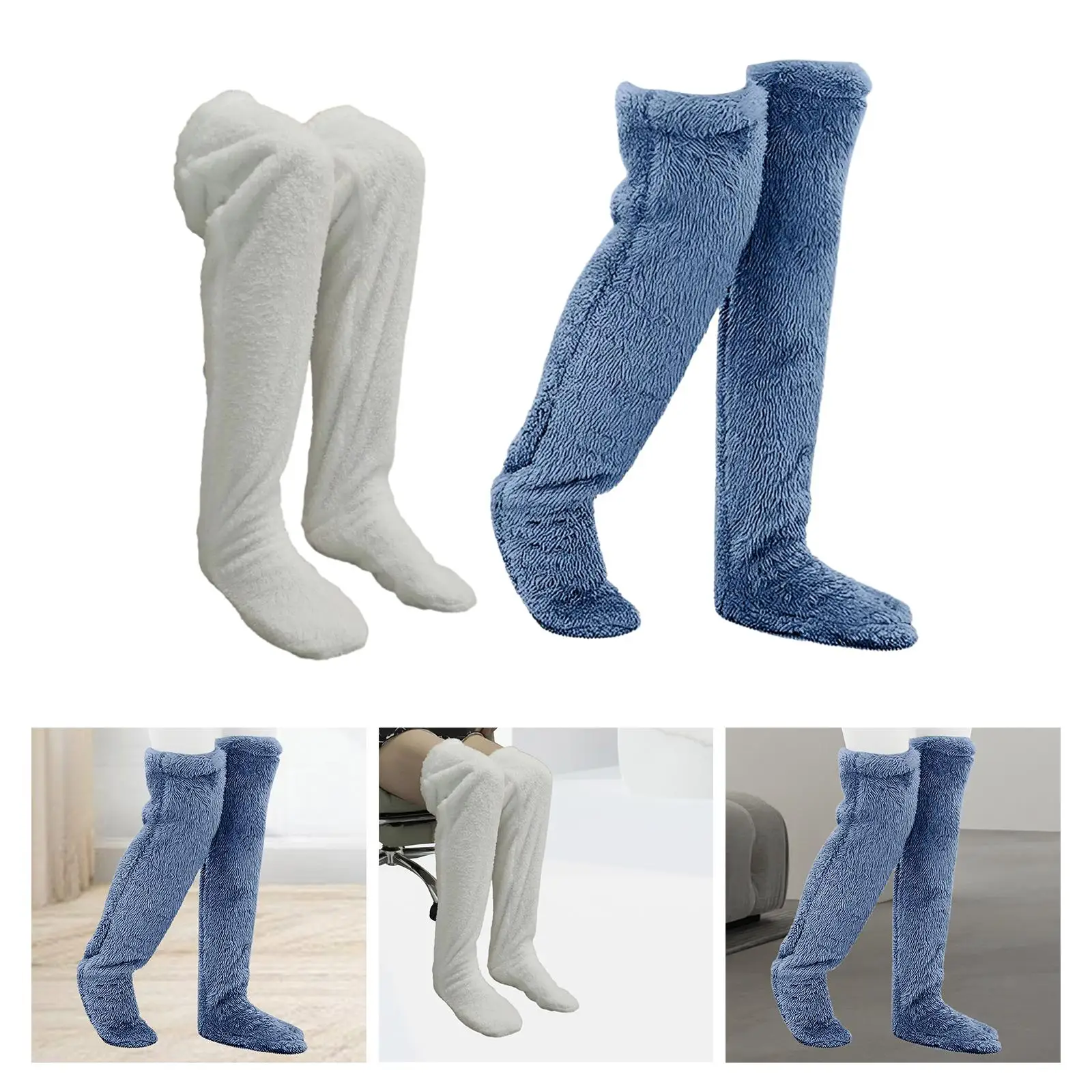 Plush Leg Warmers Thigh High Socks Winter Sleeping Socks Costume Slipper Stockings over Knee High Socks for Bedroom Women Men