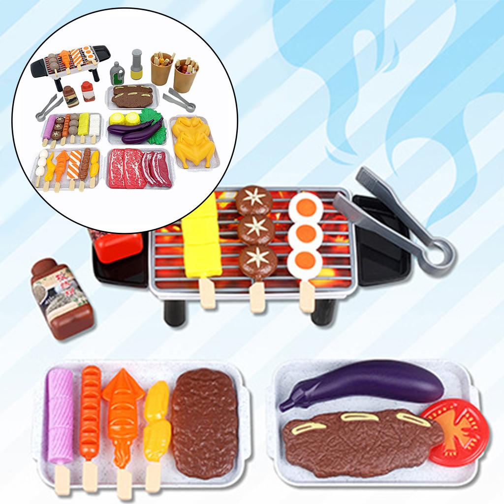 Backyard Picnic Kitchen BBQ Playset Pretend Play Food Toy Grill Barbeque Cooking Tools Role Gifts