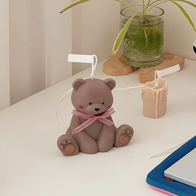 Description Picture 5 of itemLarge 3D Sitting Bear Aromatherapy Candle Silicone Mold Diy Cute Animal Plaster Craft Resin Mold Handmade Soap Candle Making Kit