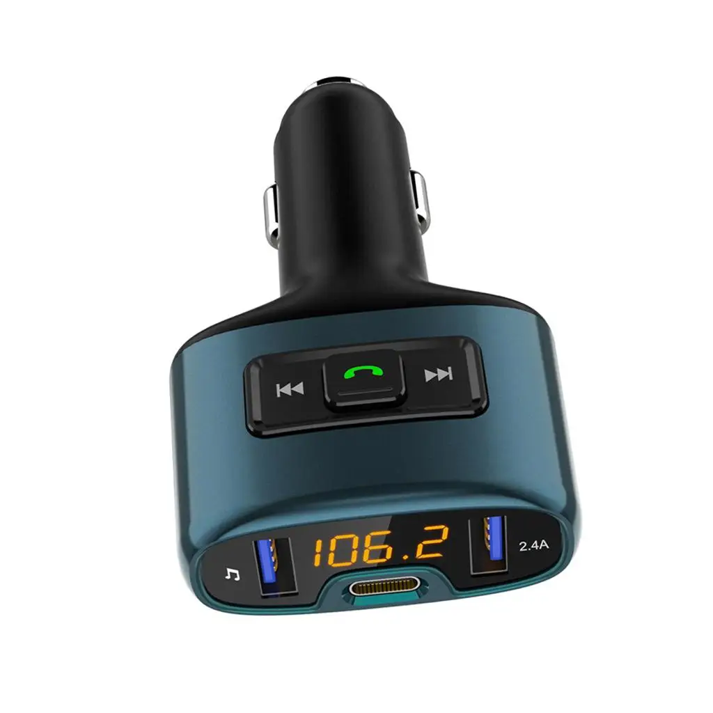 Auto Car Bluetooth 4.2 FM Transmitter Radio Audio AUX Player Charger Adapter