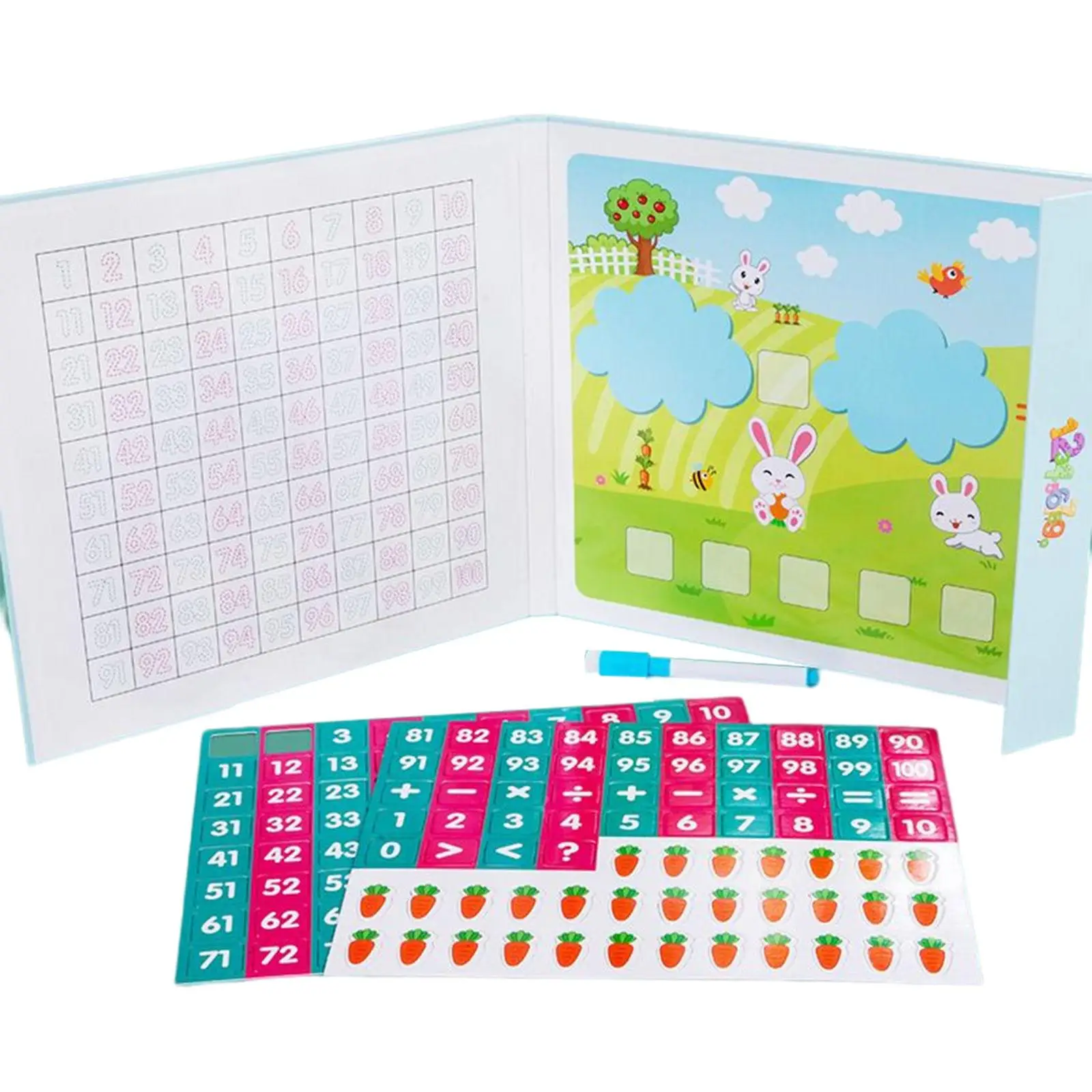 100 Number Board Number Counting Toys Addition Subtraction Number Recognition Educational for Game Preshcool Home Gift Boys