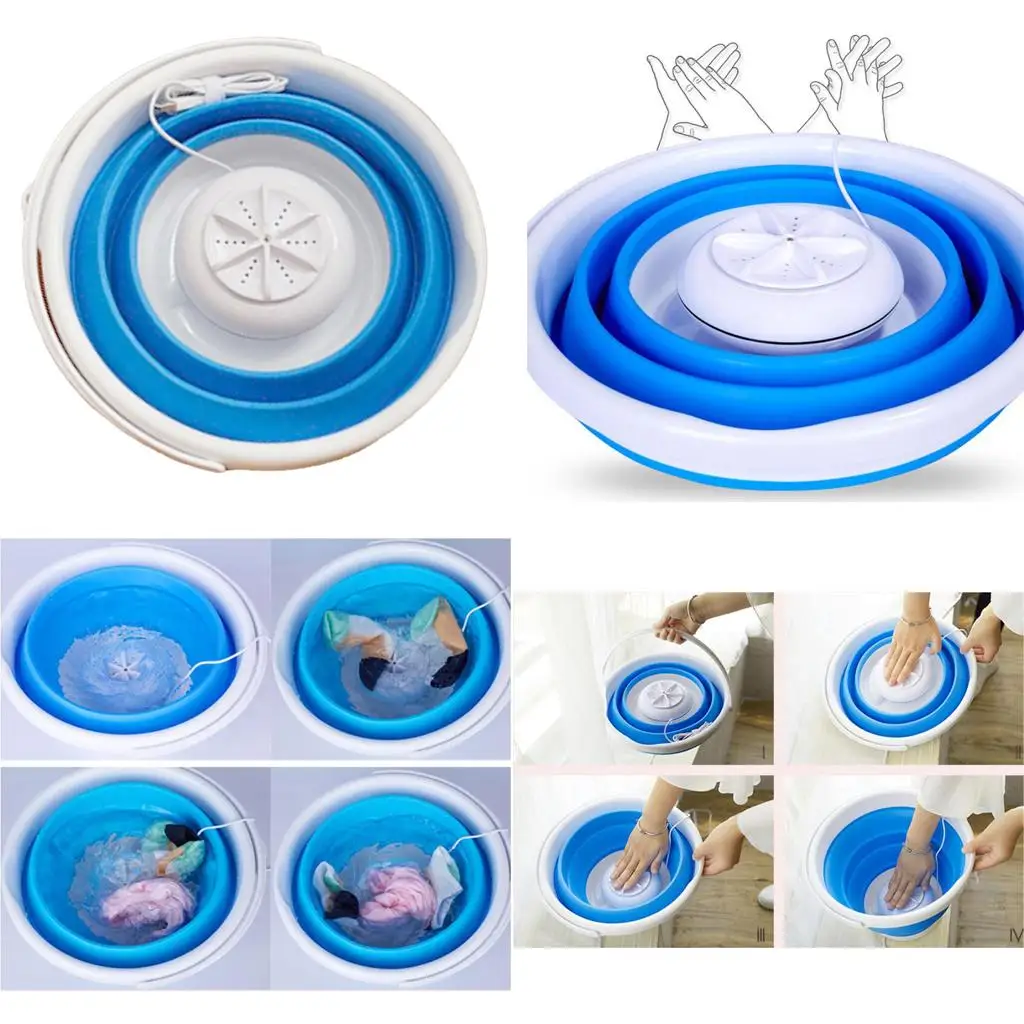 Portable , Foldable Tub Personal Rotating  Washer, Travel Laundry Washer for Camping Apartments Home