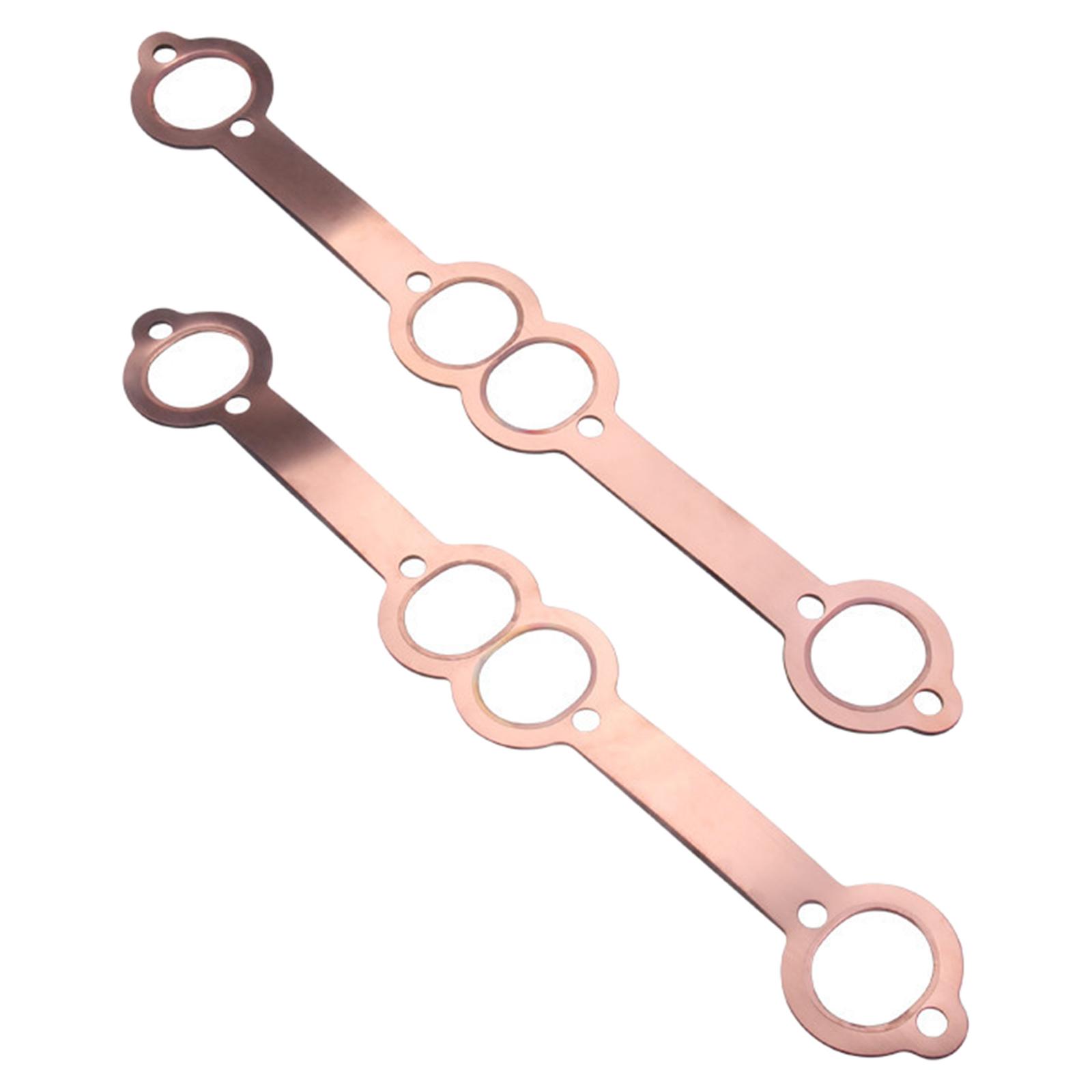 2 Pieces Vehicle Copper Header Exhaust Gaskets Reusable Oval Port, 1.8