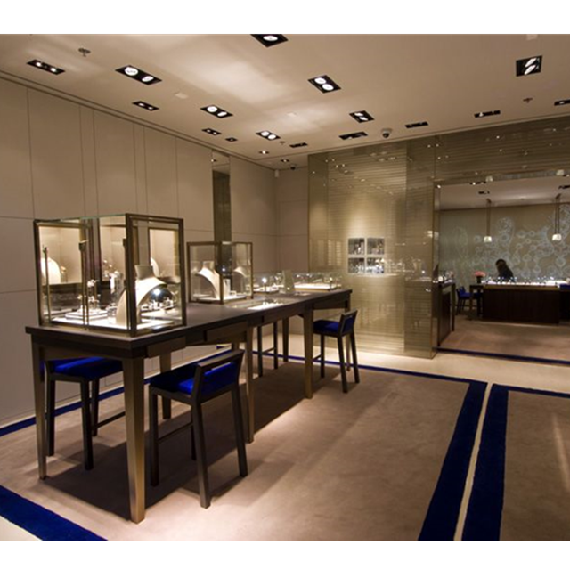 Interior Luxury Wood And Glass Jewelry Display Showcase Display