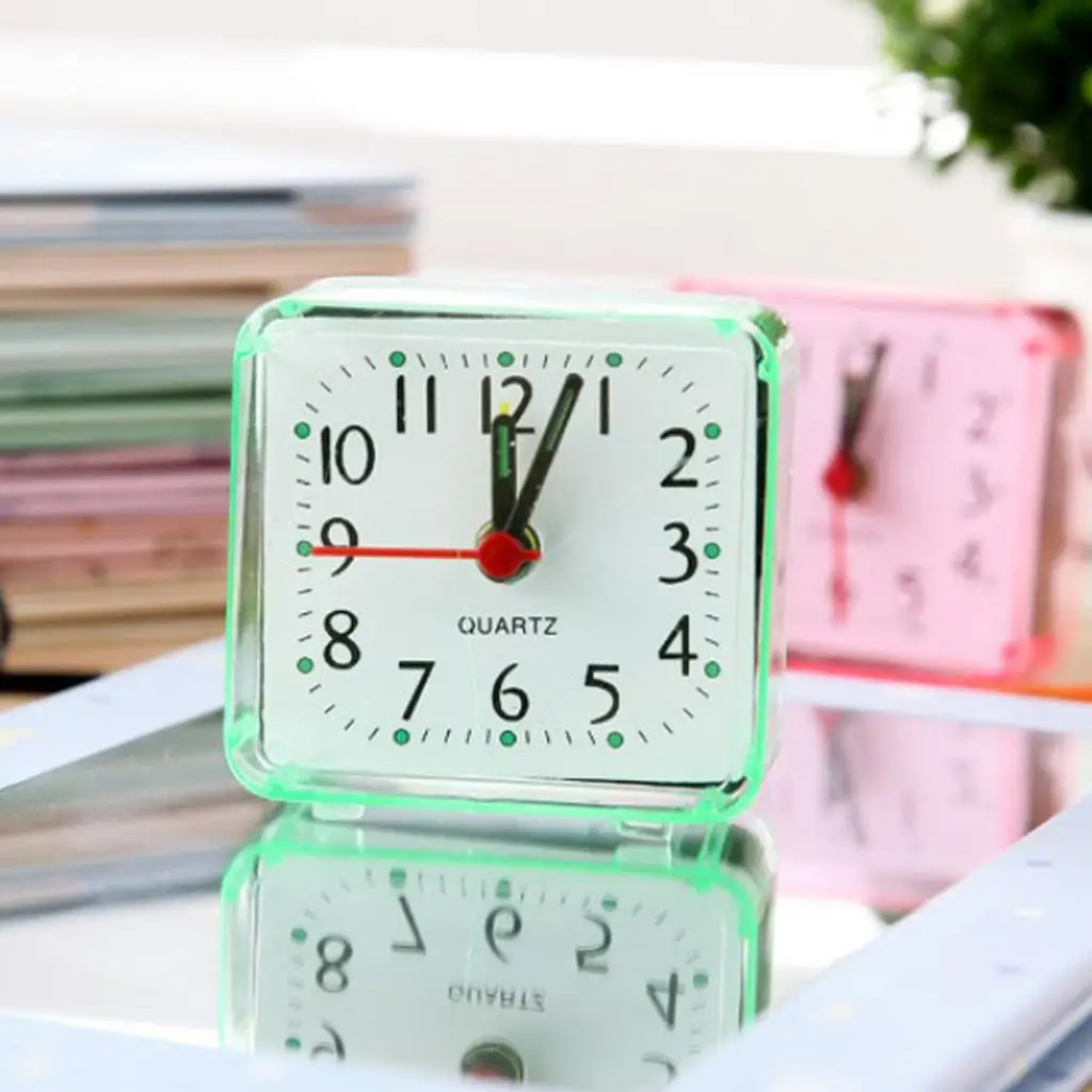 2x Mini Square Quartz Clock Travel  Bedroom Home Table Clock