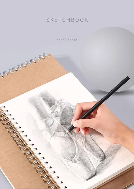 Deli A4/16K/8K Sketchbook Thick Paper Sketchbook Spiral Art School Supplies  Pencil Drawing Notepad 73357