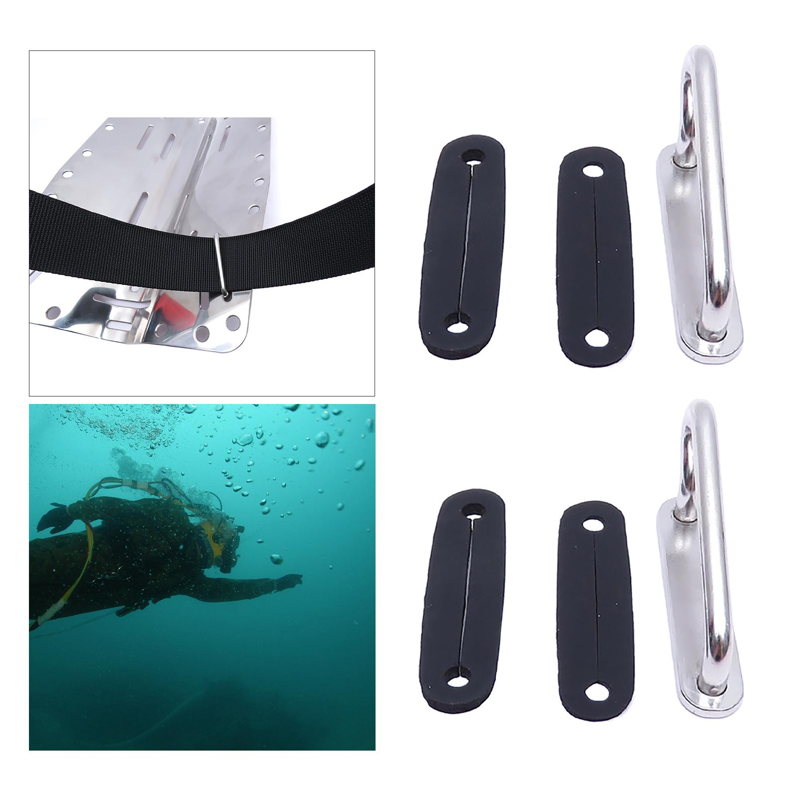 Water Sports Diving Weight Belt Slide Keeper Stainless Steel with Rubber Pad