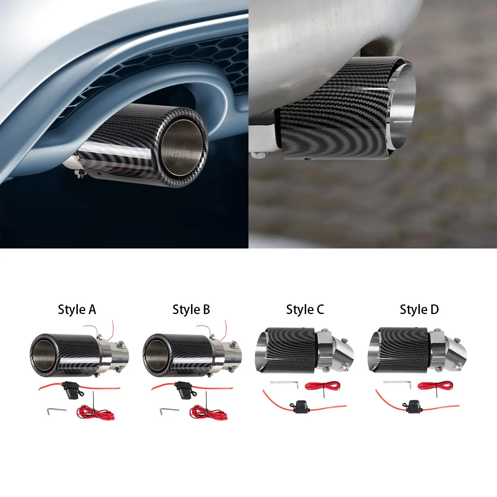 Exhaust Muffler Tip Tail Pipe High Performance Carbon Fiber Spare Parts Replaces Durable Premium Car Exhaust Muffler Pipe