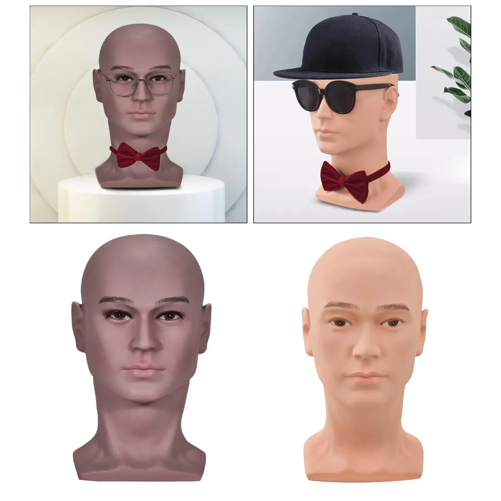 PVC Mannequin Head Cosmetology Male Training Head Model Wigs Display Multi Use Surface Smooth and Clean for Salon Students
