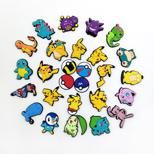 Encantos Decoração Sapato para Pokémon, Aleatório Sem Repetições, Pulseira  Acessórios, Pulseira Croc, Presentes Festa, 24Pcs