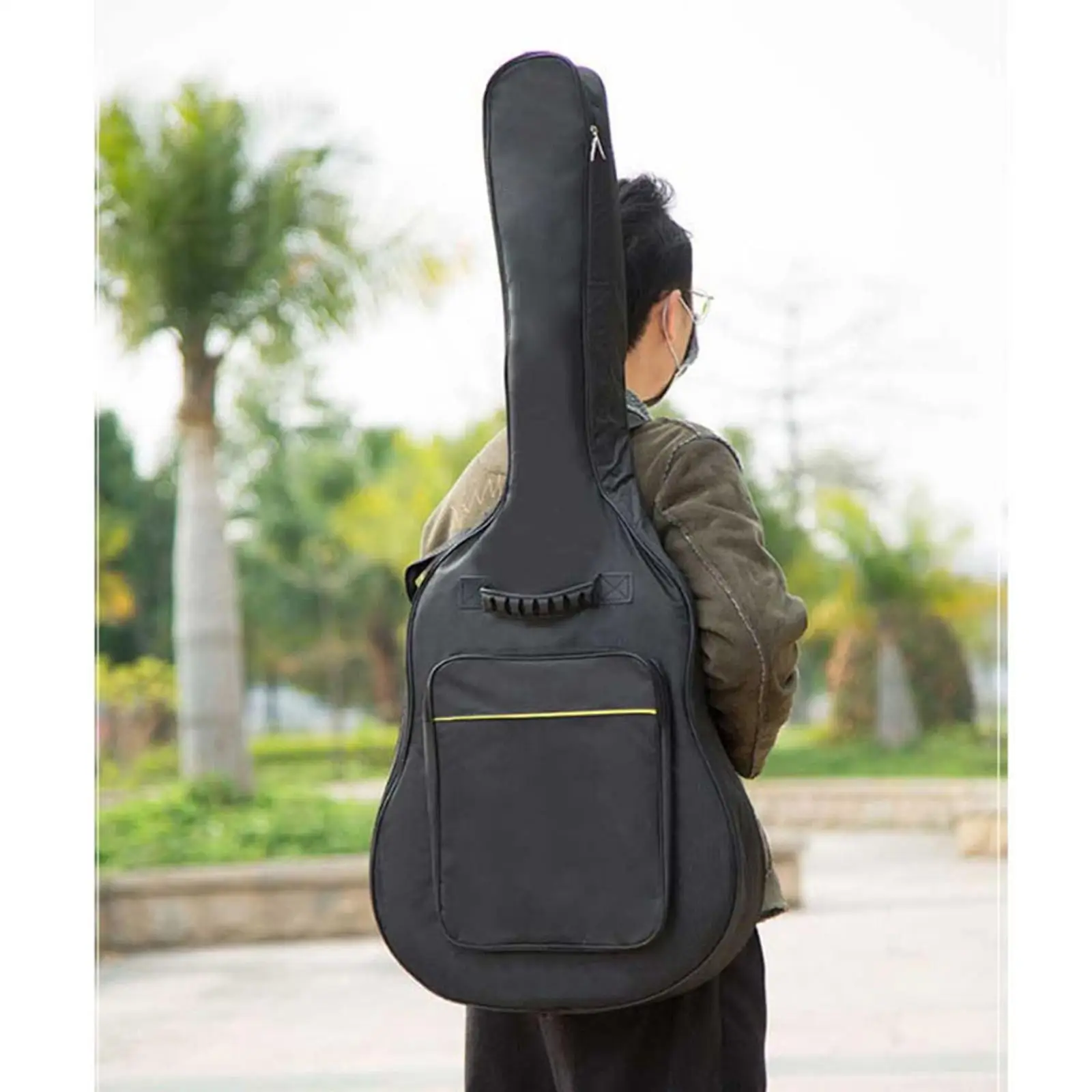 39 Inch Acoustic Guitar bag Padding Thick Waterproof Oxford Fabric Guitar Carry Case for storage Adjustable Straps Black