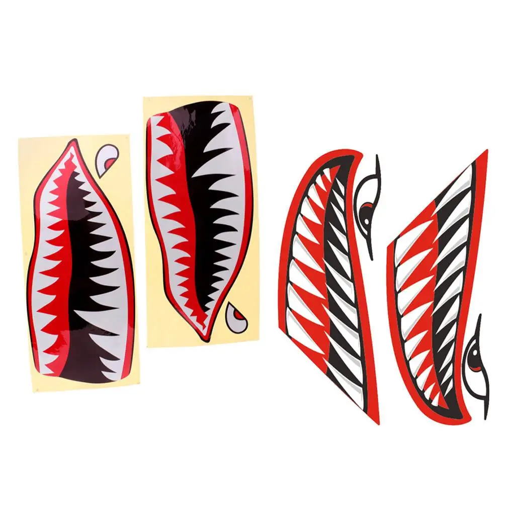 4Pcs Big Shark Mouth Tooth Decals Stickers for Kayak Boat  Car Window