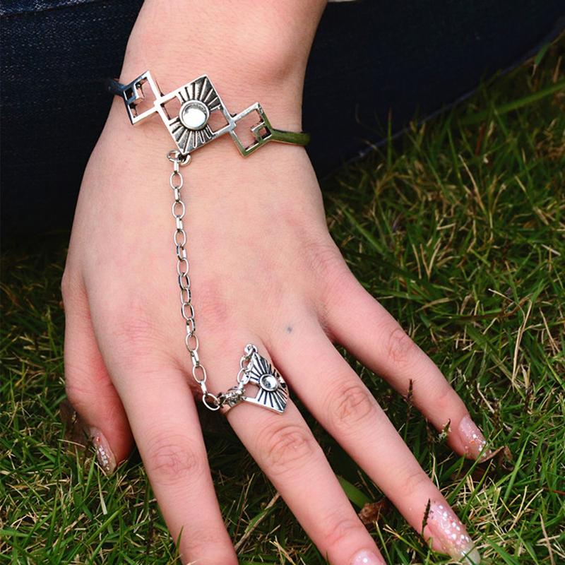 Unique Rhombus Bracelet  Chain   Open Bangle BOHO Women Jewelry