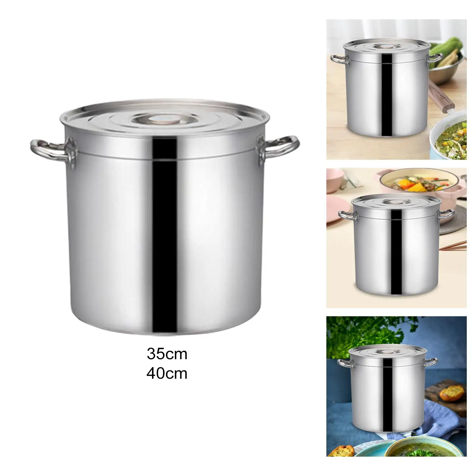 Stainless Steel Cookware Stockpot Tall Cooking Pot for Household Commercial