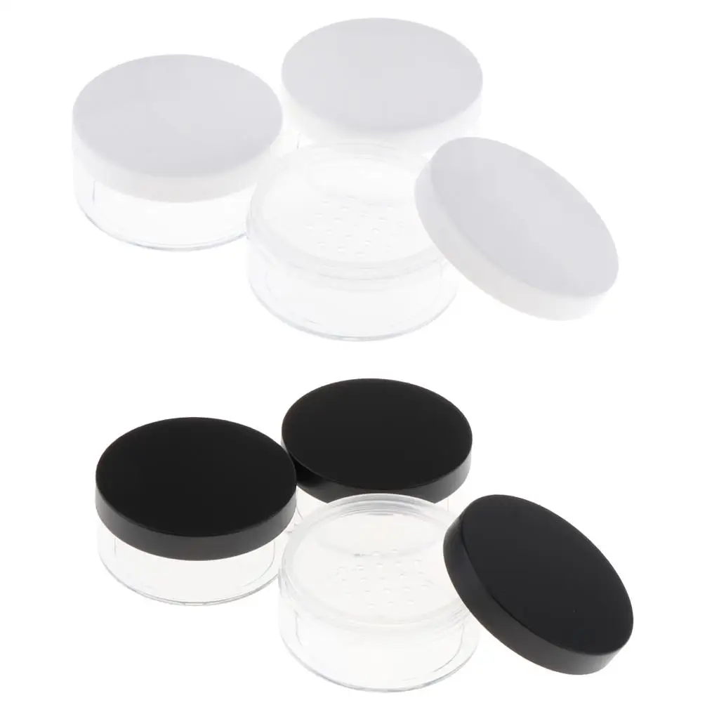 3x Empty Loose Powder Container Compact Powder Puff Case Blusher Makeup Jars