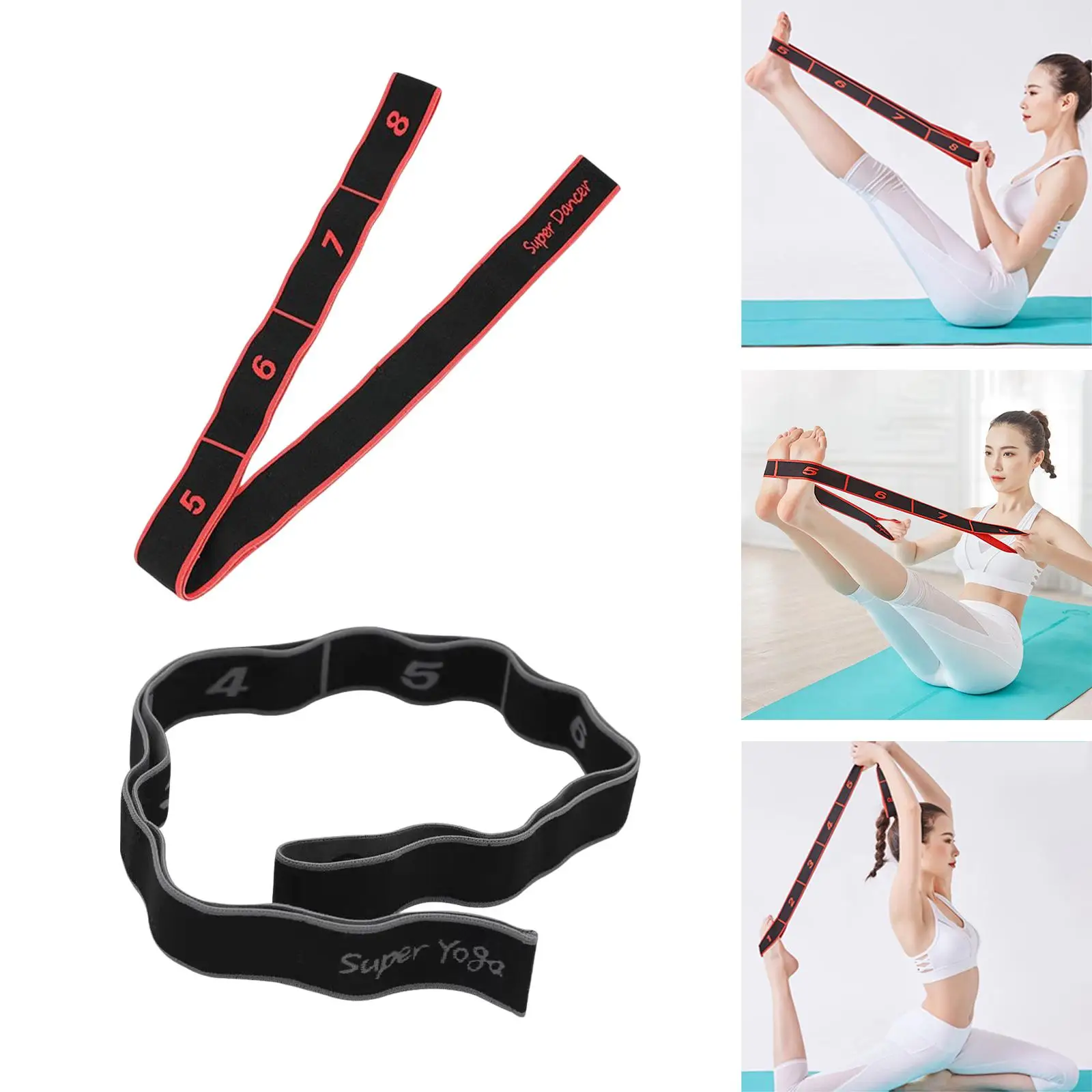 Yoga Stretching Strap with Loops Joint Correct Belt Plantar Stretch Elastic Band for Dance Foot Latin train
