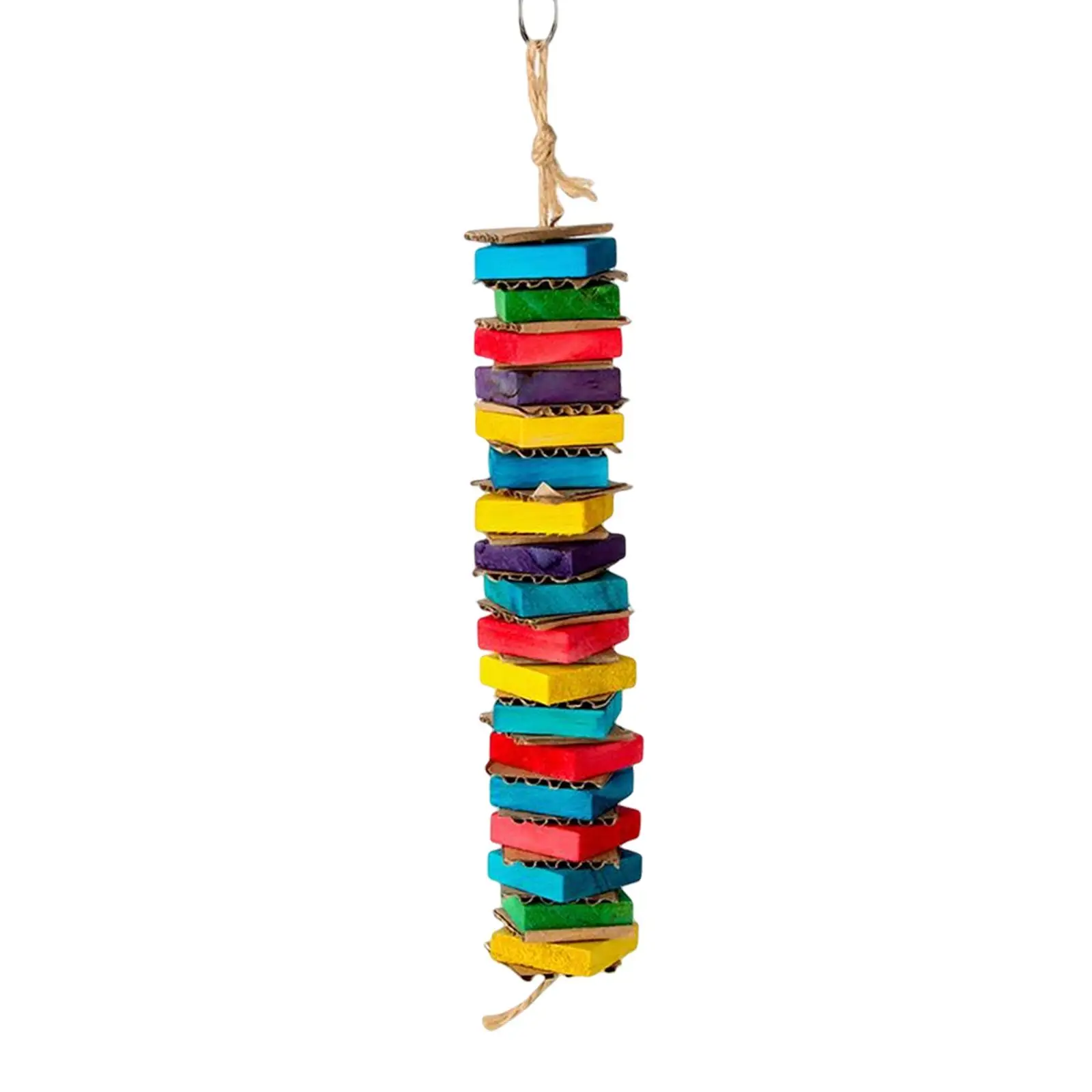 Bird Chew Toy Braided Swing Perch Wooden Blocks Hanging Bite Stand Cardboard Climbing for Cockatiel Pet Supplies Budgie