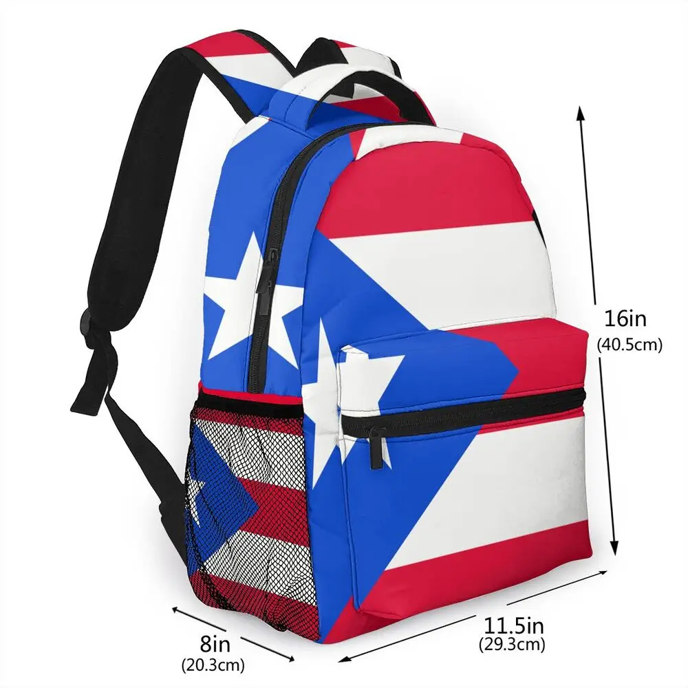 Puerto Rico Flag Backpack Women Men Large Capacity Backpack 