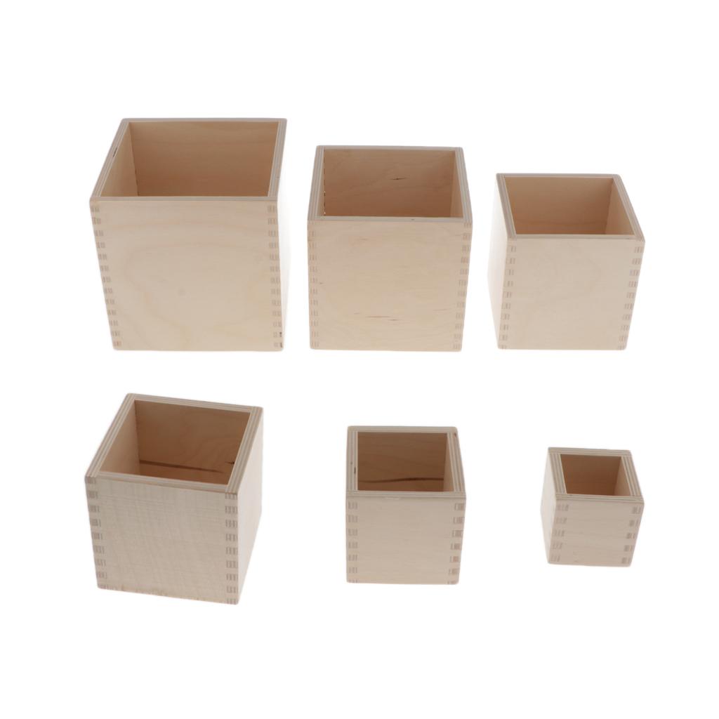 6 Pieces Wooden  Nesting Cups Boxes Baby Building Set  Cubes Educational Toy Children Gift