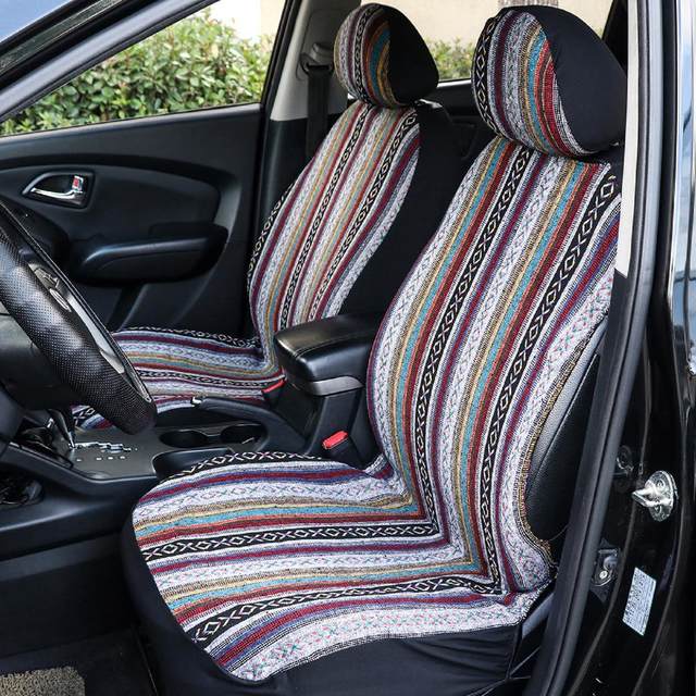 Colorful Tribal popular Ethnic Aztec Boho Chic Bohemian Pattern Car Seat Covers Pair, 2 Front Seat Covers, Car Seat Protector, Car Accessories