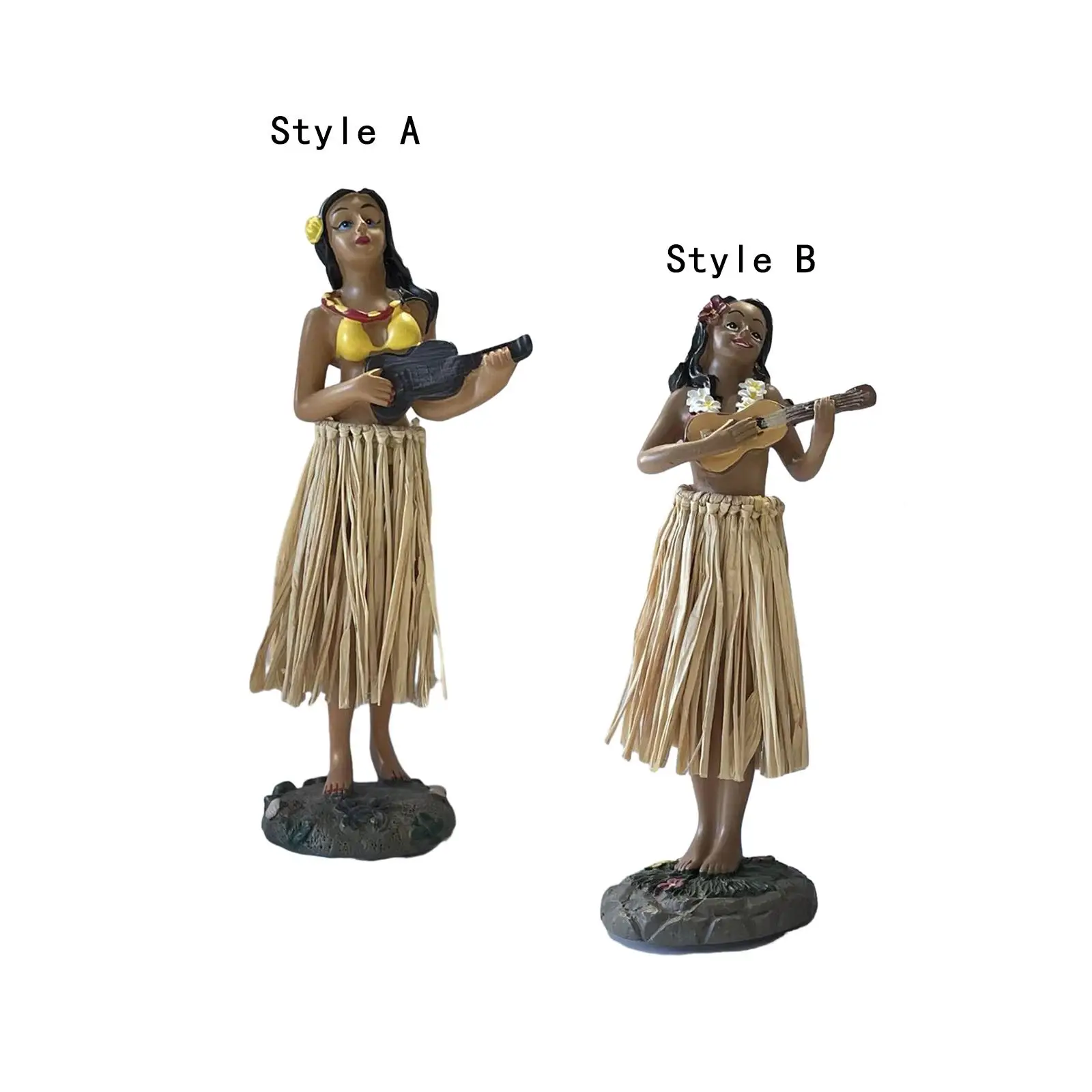 Mini Size Doll Hawaiian Dancer with Guitar Souvenir Hawaiian Dashboard Doll
