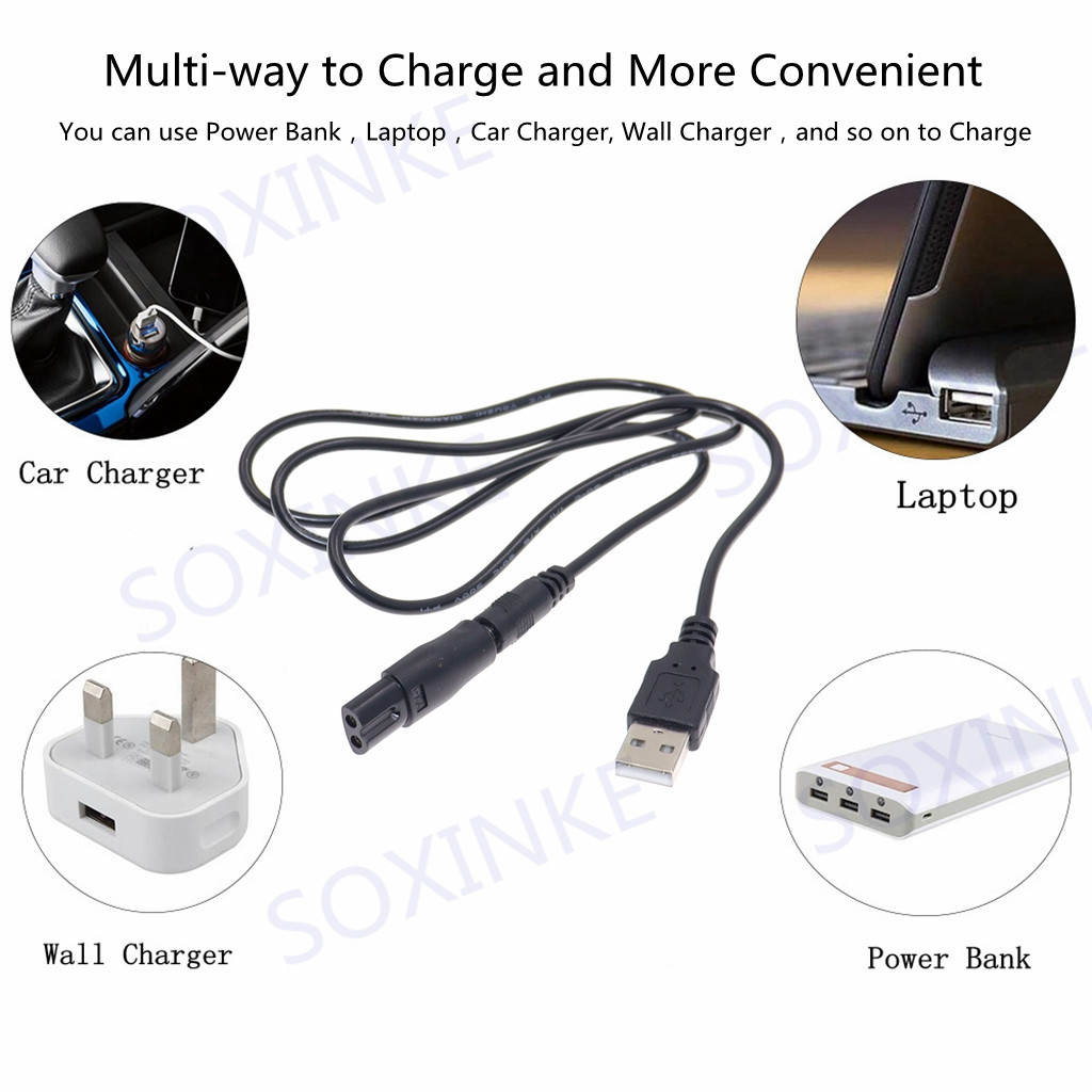 8 Stück Netzkabel, 5 V, Ersatzladegerät, USB-Adapter, geeignet für alle Arten von elektrischen Haarschneidemaschinen – Detail 3