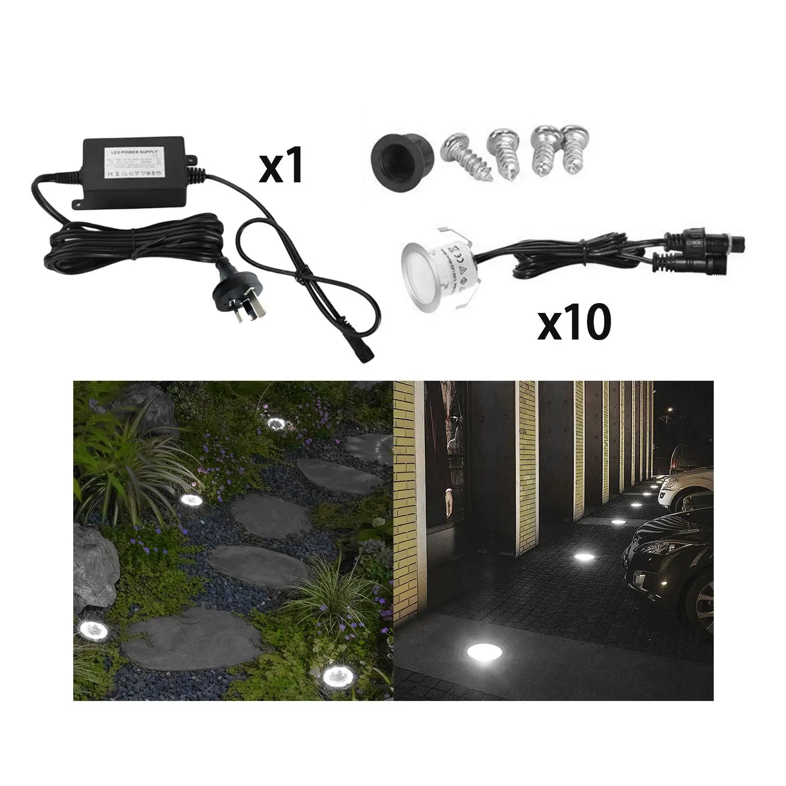 10 Pieces Outdoor LED Deck Light IP67 Waterproof Lawn Lights Courtyard Lights for Walkway Outdoor Stairs Yard Decoration