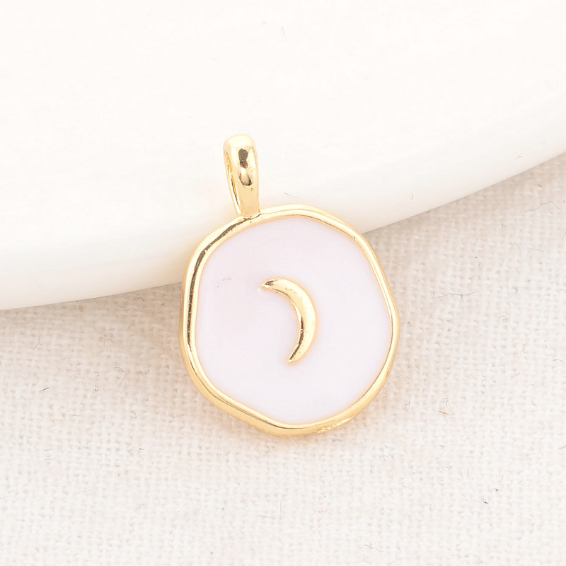 13*18MM 14K Gold Farbe Messing Runde Mond Charms Anhänger Schmuck Machen Liefert Diy Halskette Armband Erkenntnisse zubehör – Detail 4