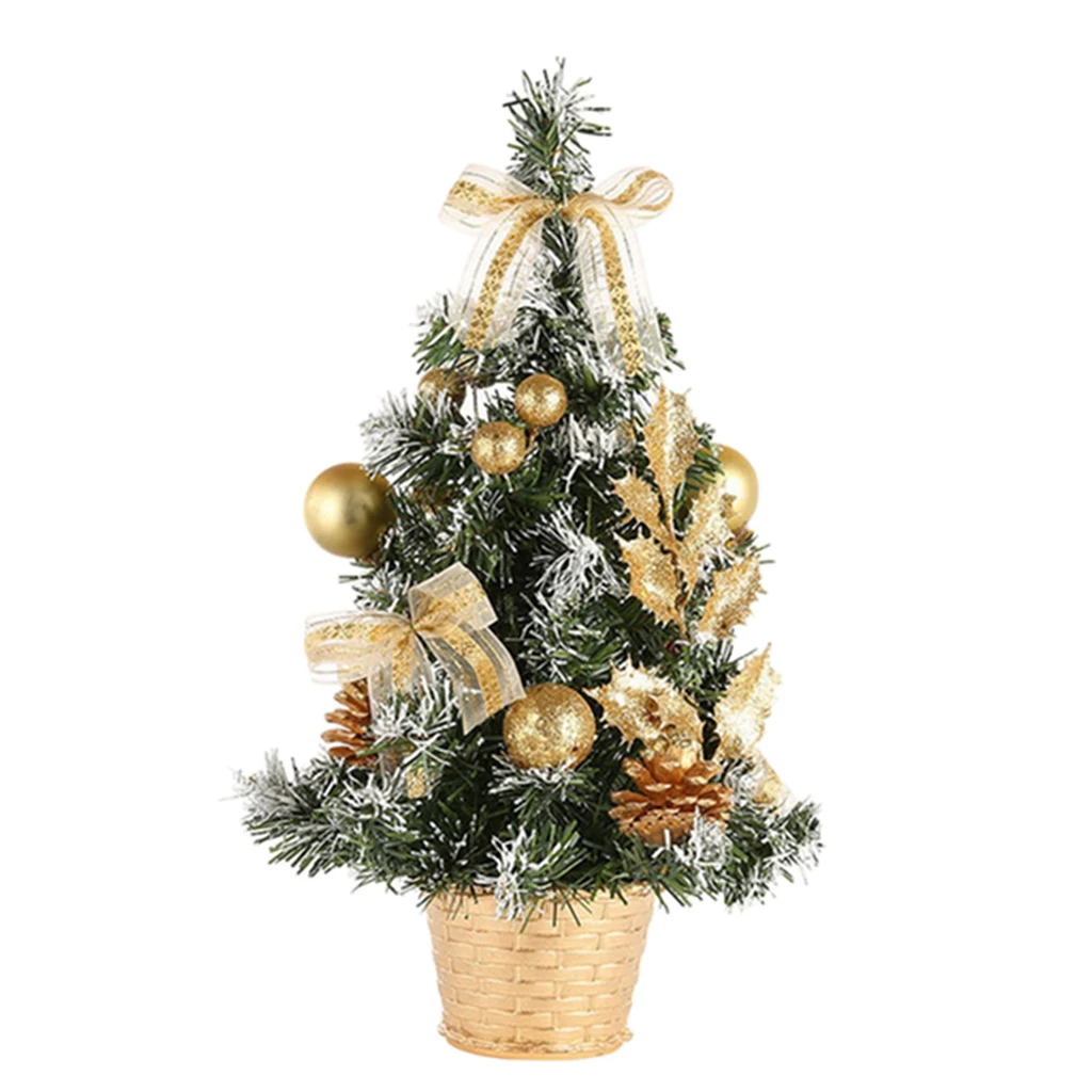 Tabletop Mini Artificial Christmas Tree With Ornaments Festival Decoration