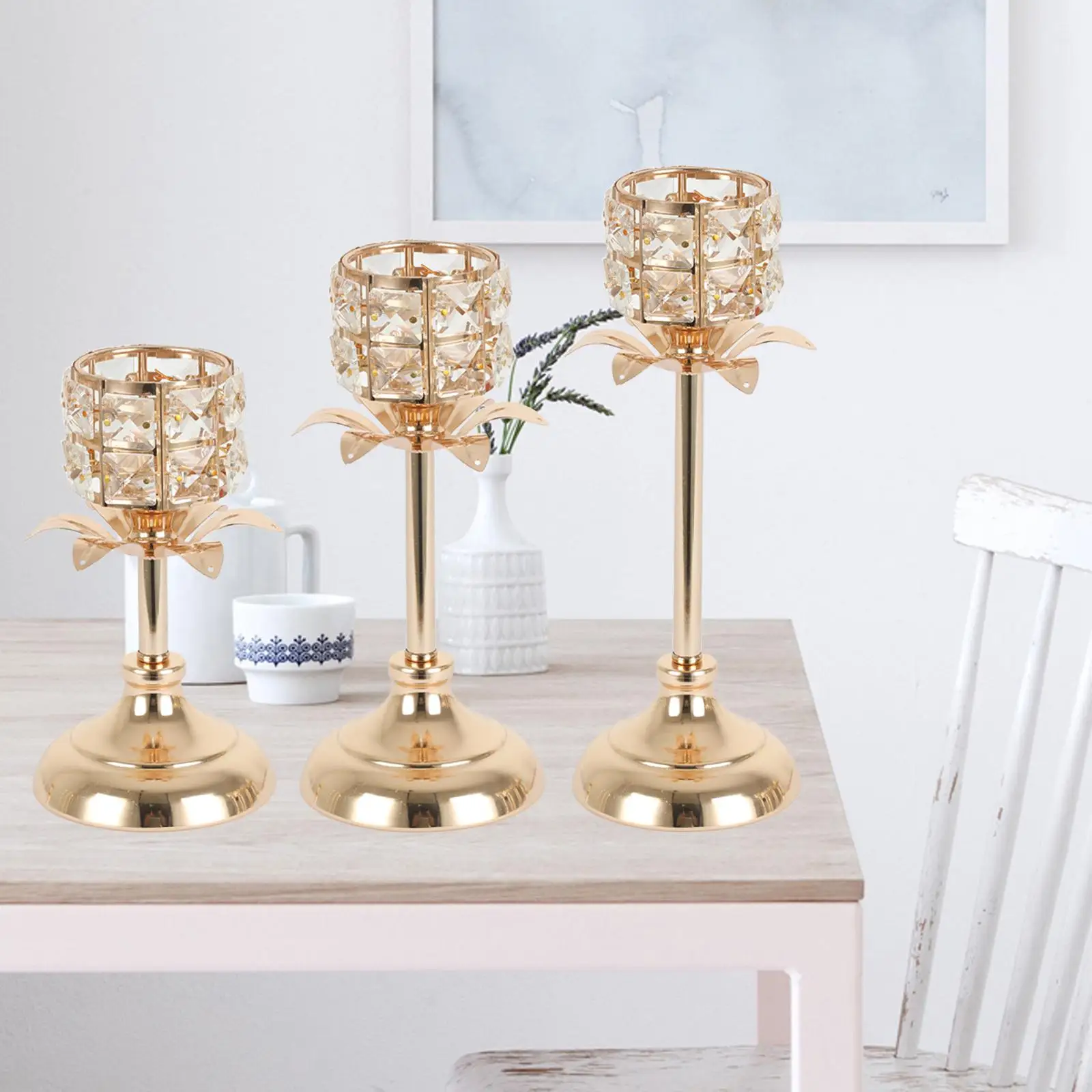 Gold Candlestick Metal Pillar Stand Ornaments Centerpiece Centerpieces Gift for Wedding Tea Light Parties Table Living Room