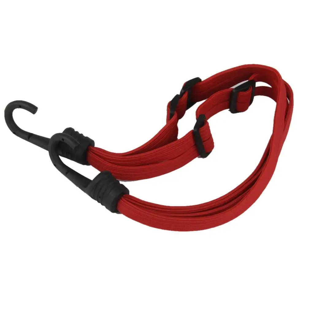 Red Adjustable Motorcycle Bike  Luggage Holder Rope Strap + Hooks