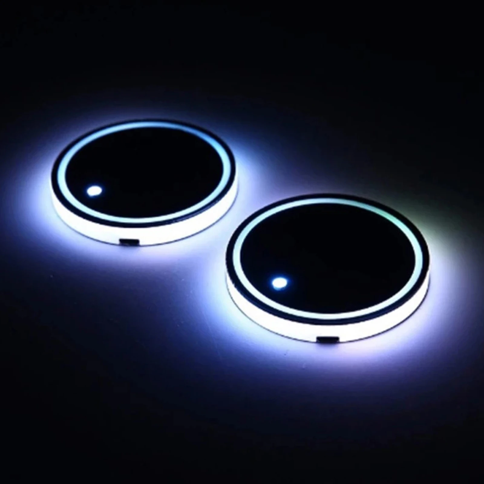 2PCS Car LED Cup Holder 7 Colors USB Charging Interior Decoration for Drink Mat