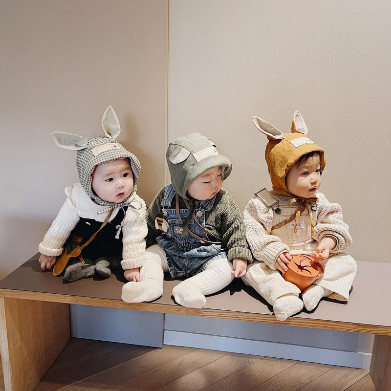 Baby Tier Ohren niedlichen Fischer Kappe atmungsaktive Leinen fetalen Hut Kinder Spaß Eichhörnchen stehend Ohr Baumwolle Leinen Sonnenhut – Detail 5