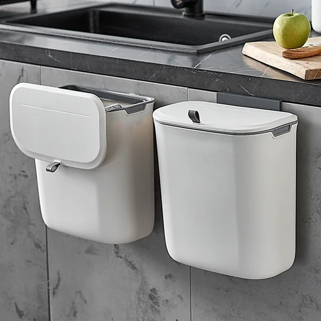 Cross-Border Wholesale Wall-Mounted Trash Can Kitchen Sliding Lid Trash Can  Toilet Hanging Creative White Small Trash Can - China Box and Trash Can  price