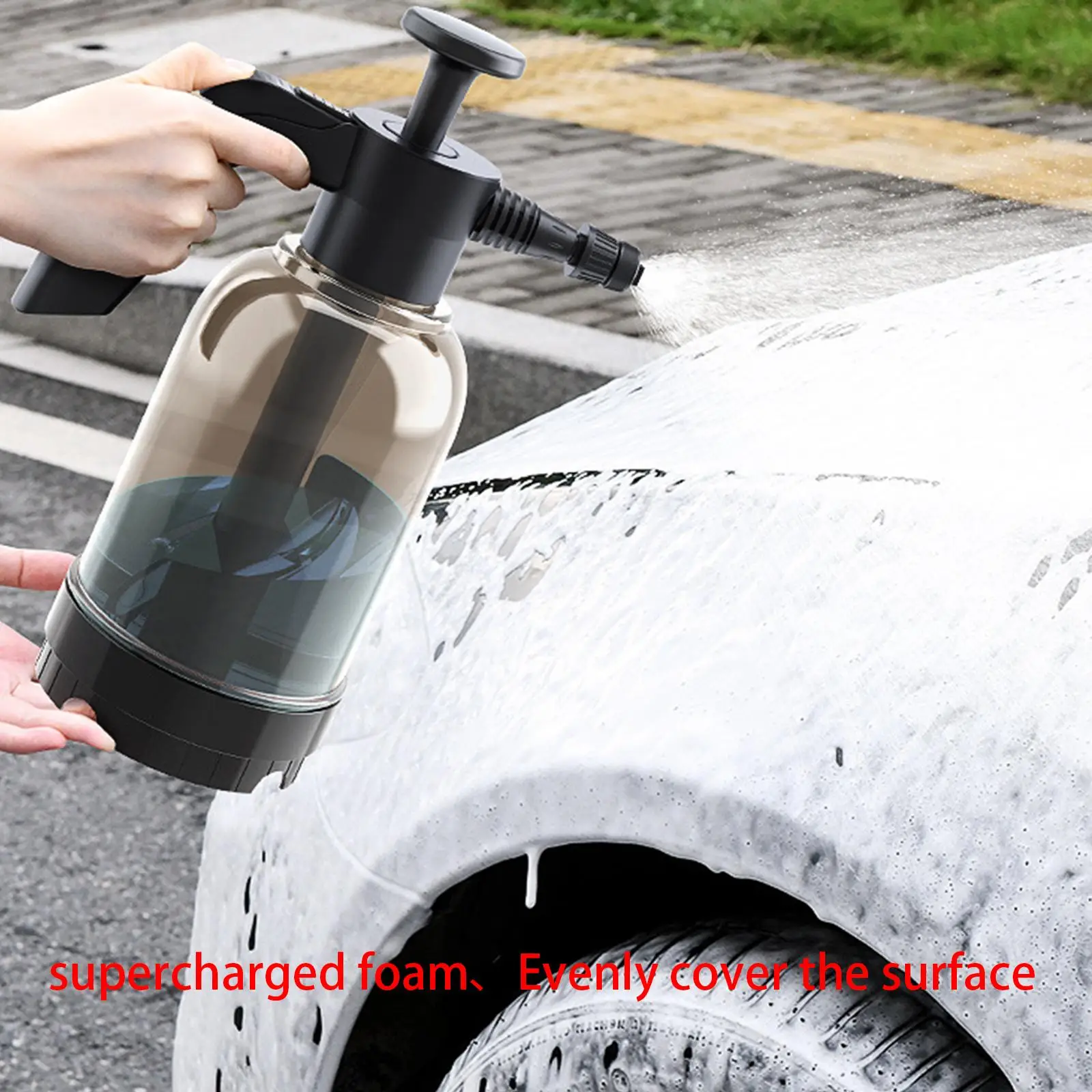 Transparent 2L Car Wash Pump Manual Foaming Pressure Sprayer Hand Pressure for