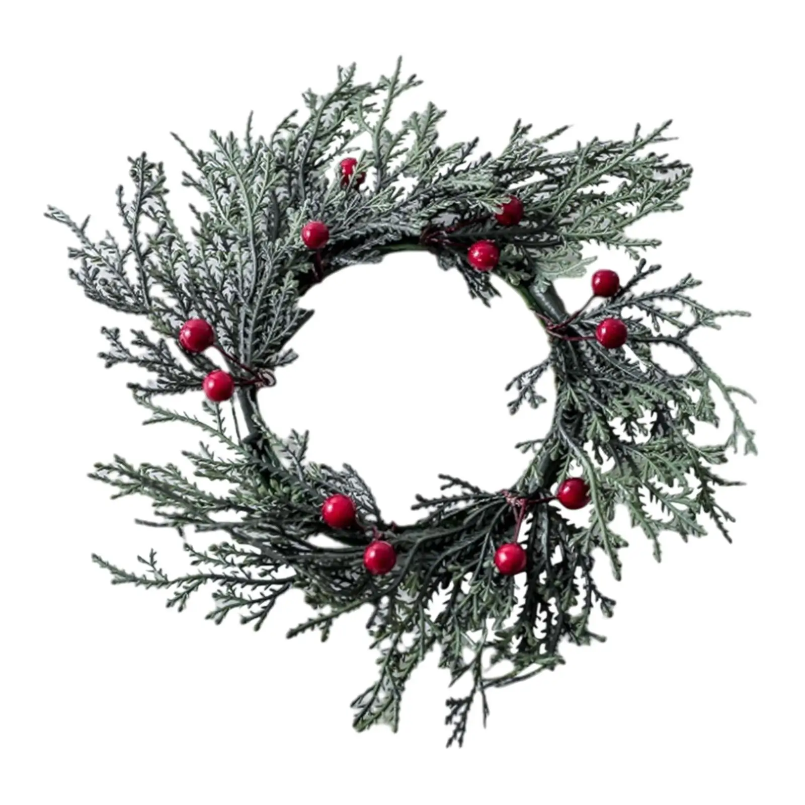 Christmas Candle Ring 8inch Artificial Wreath Christmas Garland Ornament for Pillars Farmhouse Holiday Party Home Table Decor