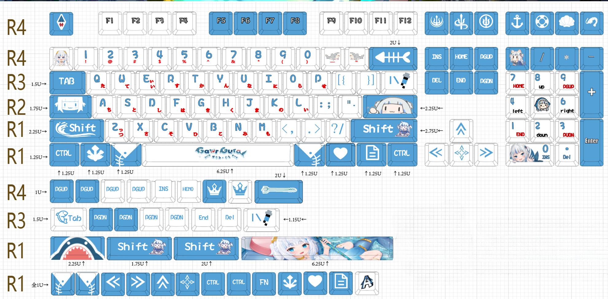 Gawr Gura Anime, Cherry MX Switch, Custom