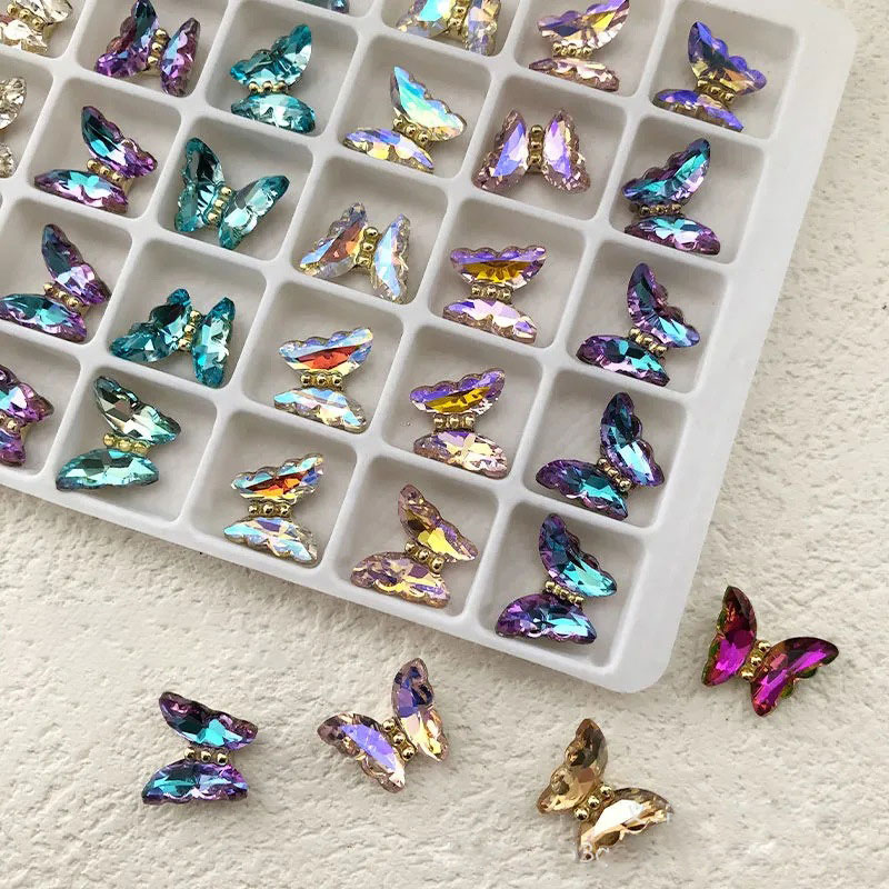 Best of 10Pcs AB Crystal Butterfly Rhinestone 12X10mm Flatback Shining Diamond Nail Jewelry 3D Aurora Symphony Butterfly Nail Art Charms Reviews & Tips