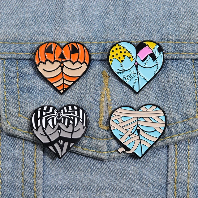 Custom Skeleton Half Heart Organ Enamel Pins Cute Punk Horror Animal Metal  Badge Lapel Brooches Clothing Jewelry Gifts Wholesale - AliExpress