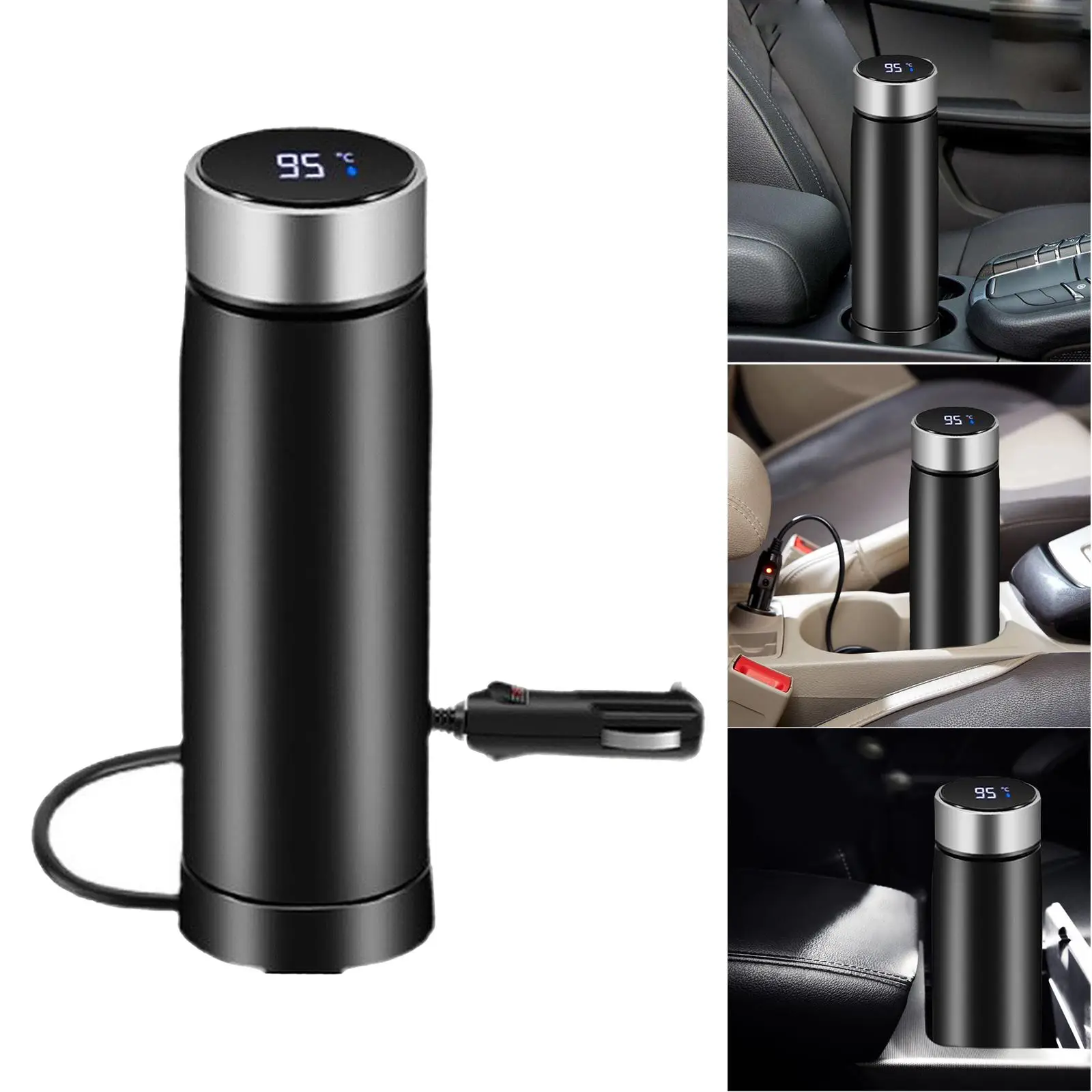 Portable Car Heating Cup Car Heated Mug Tumbler Smart Cup Heater Electric Heated Travel Mug for Coffee Milk Water Warmer Travel