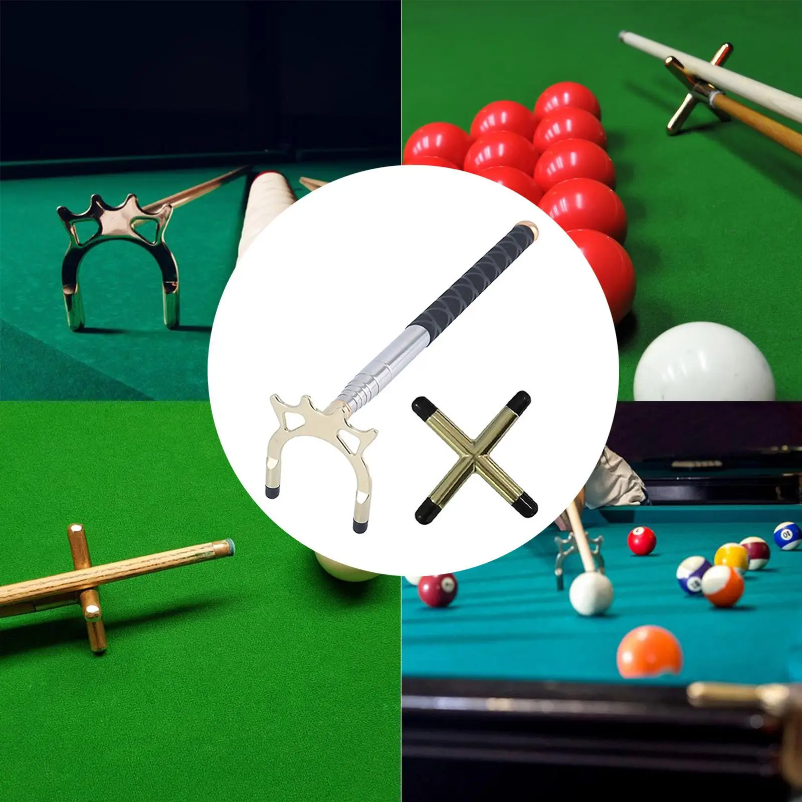 Durable Billiards Pool Cue Bridge Stick with Bridge Head Retractable Stainless Steel Replacement for Playing Pool Table Snooker