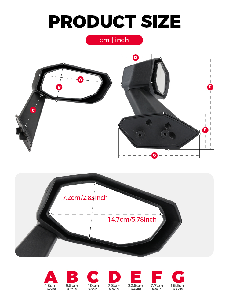 Für Can-Am Maverick X3 715004236 Seitentür-Rückspiegel X3 Max 900 HO R RR Turbo 4x4 715004236 2017-2025 UTV-Zubehör – Detail 9