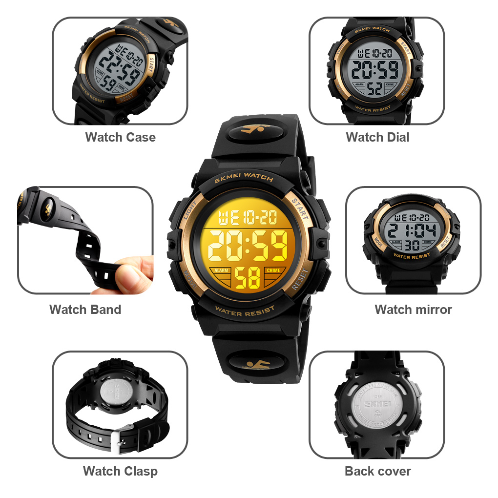 Skmei LED Light Display Digital Children's Watches For Boys Girls Watch Alarm Clock 5Bar Waterproof Kids Wristwatches 1266