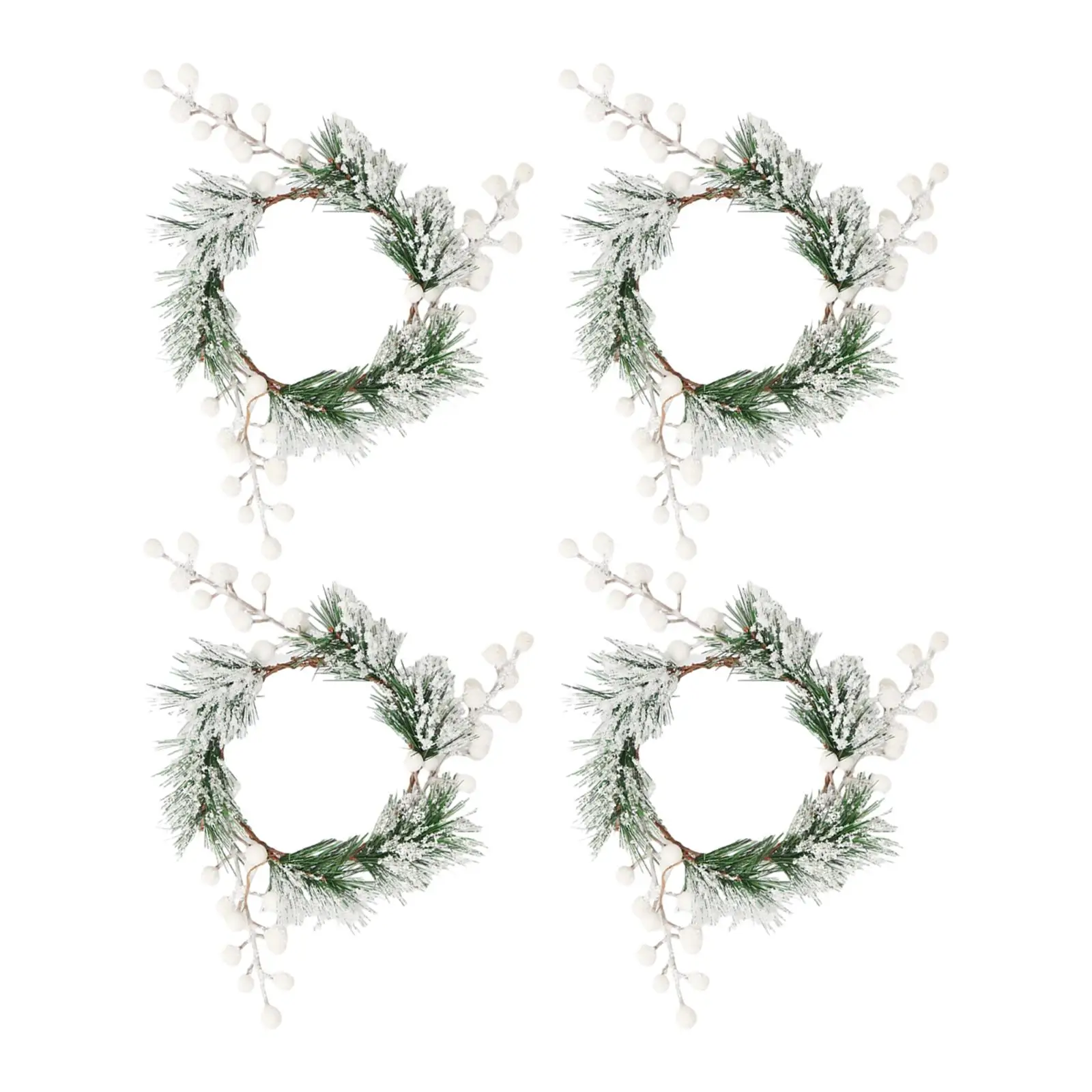4x Pillar Candle Ring Wreath Small Candle Wreath for Christmas Easter Dinner