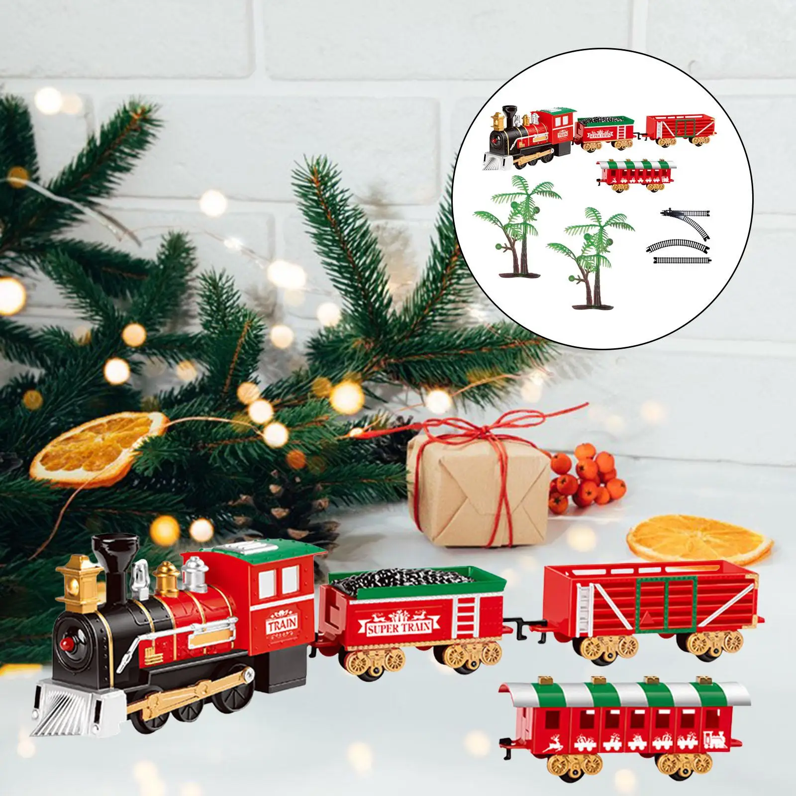 Portable Christmas Tree Train Set Educational Learning Toy Building Construction Set Railway Track Set for Girls Boys Kids