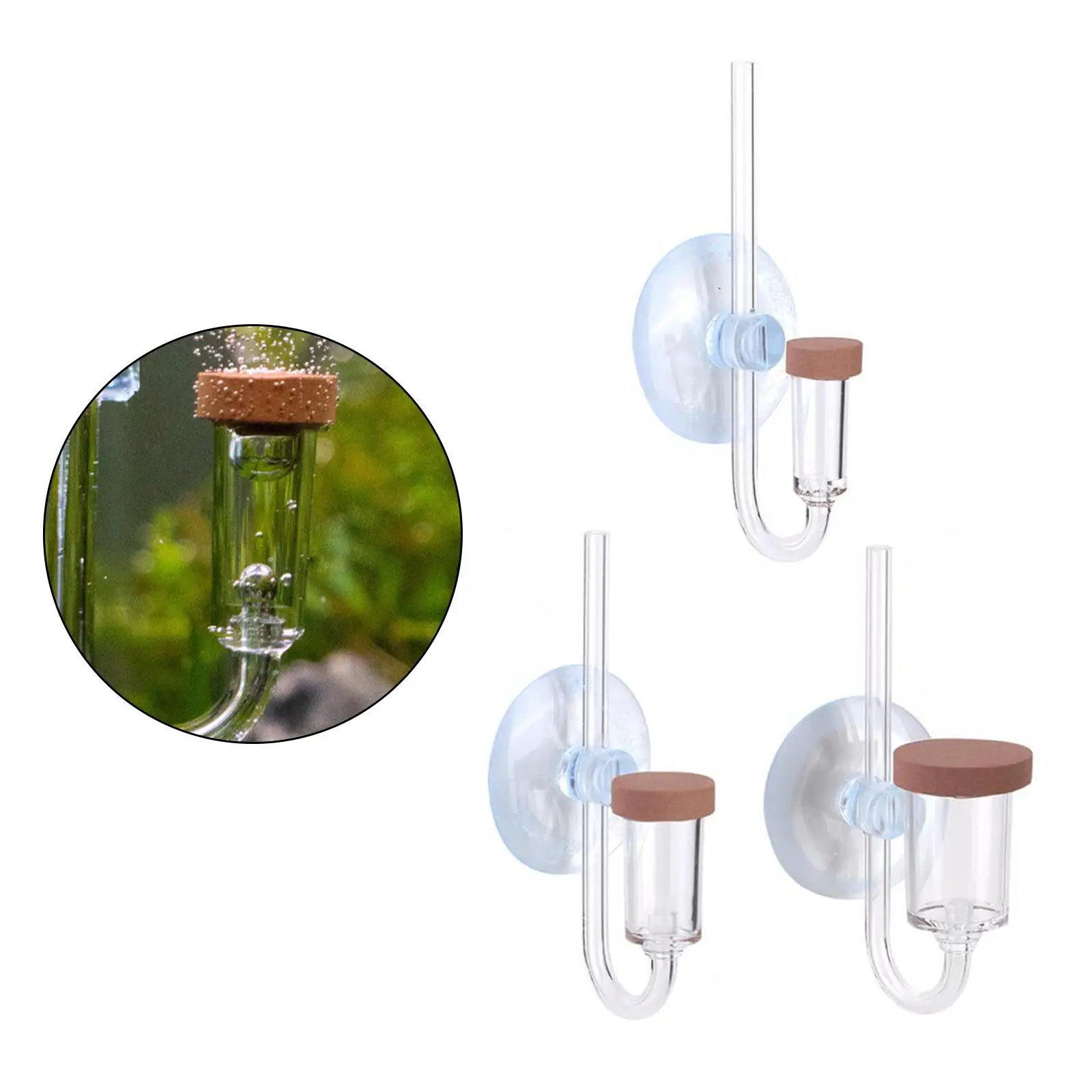 CO2 Diffuser with Suction Cup Mini U Shape Clear CO2 Generator for Aquarium Planted Tank Accessory Equipment Supplies