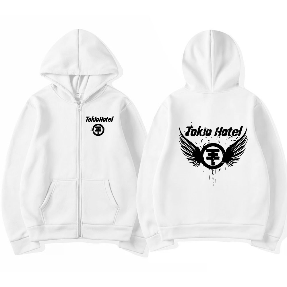 Deutschland Rock Band Tokio Hotel Logo Print Zipper Hoodies Herrenbekleidung Mode Lässig Zip Up Sweatshirt Punk Übergroßer Hoodie – Detail 4