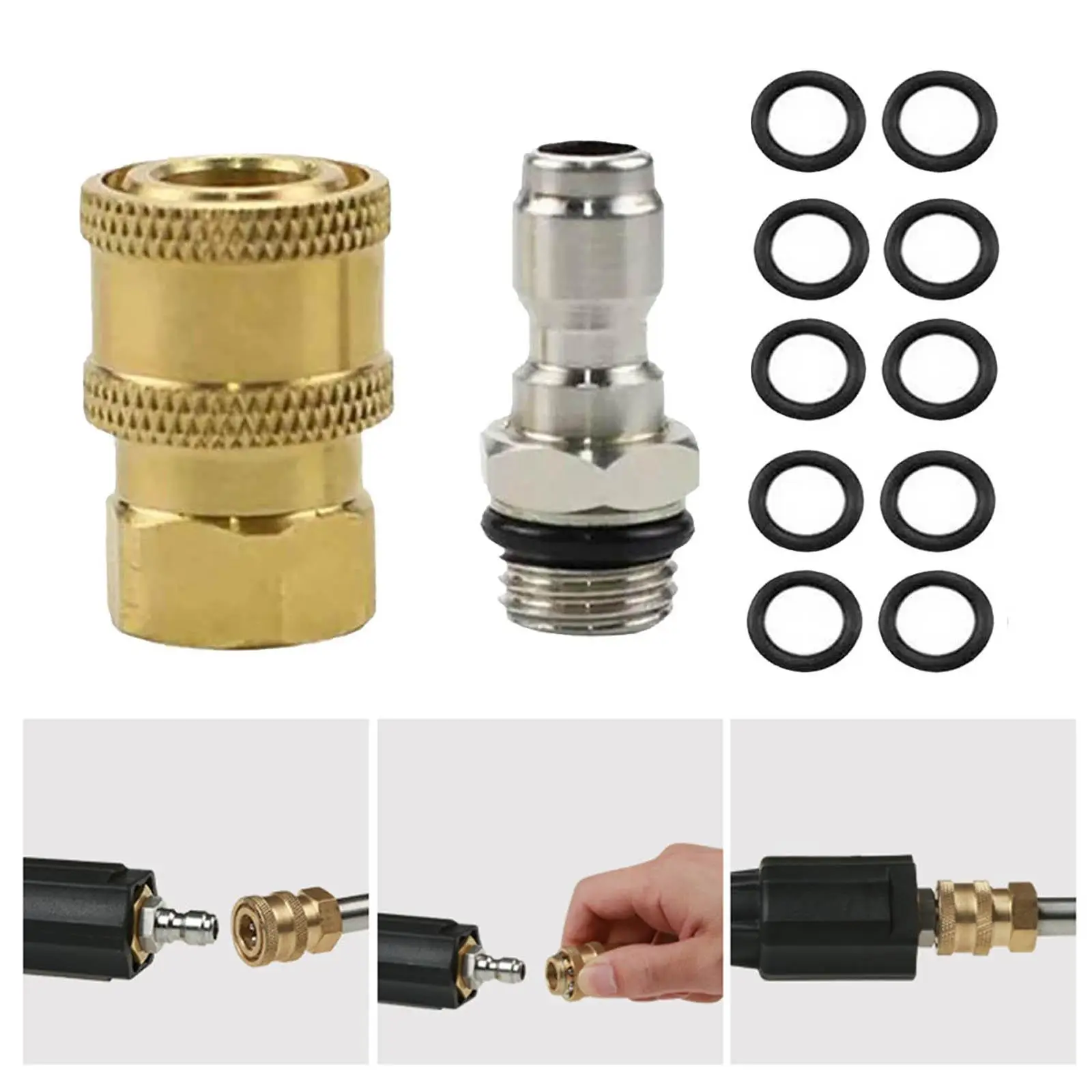 Pressure Washer Adapter Set,1/4 Inch Quick Disconnect Kit With 10 Pack O Ring.5000 Psi