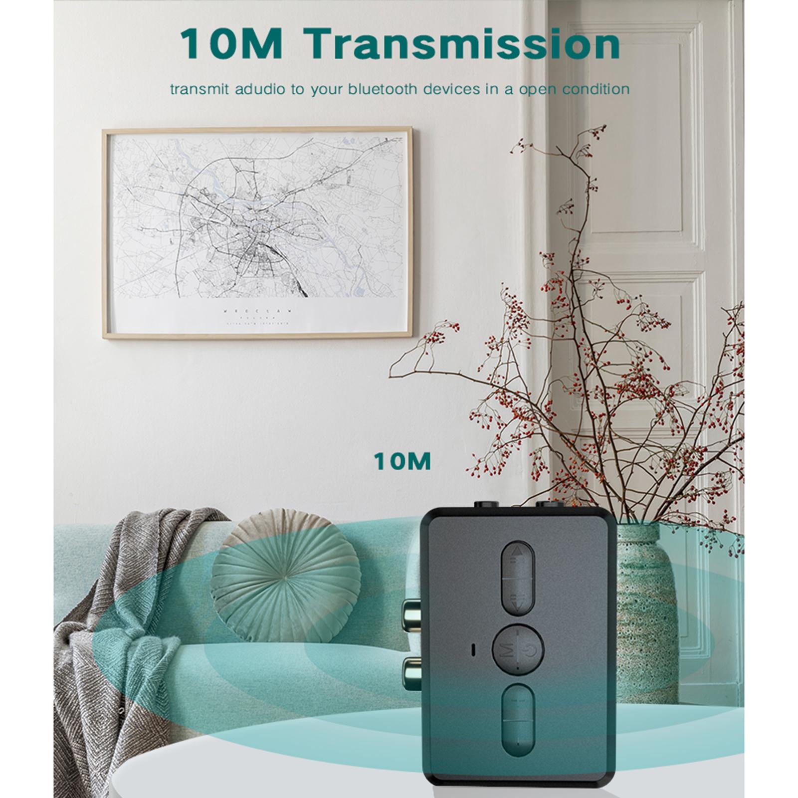 Bluetooth 5.0 Transmitter and Receiver with Mic RT01 Low Latency AUX RCA 3.5mm Wireless Audio Adapter for Headphones Speaker TV